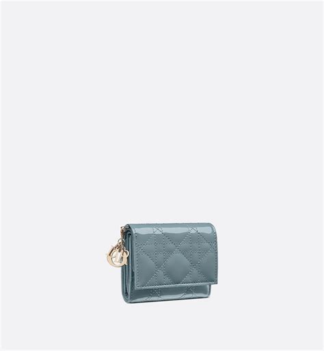 LADY DIOR LOTUS WALLET CLOUD BLUE PATENT 